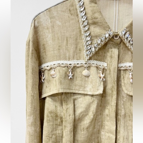 S076. Shell Trim Washed Effect Cargo Pants Set - Picture 2 of 3